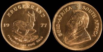A Krugerrand dated '1977': milled edge, approximately 34gms gross weight.