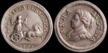 Queen Anne, a silver pattern farthing: 1713 (1).