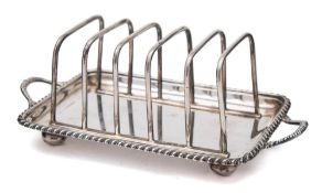 An Edward VII silver five-division toast rack, maker Mappin & Webb, London,