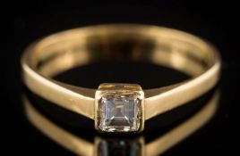 A square-cut diamond single-stone ring: the square-cut stone approximately 0.