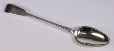 A George IV silver fiddle pattern basting spoon, maker Robert Peppin, London, 1822: crested,