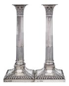 A pair of Victorian silver Corinthian candlesticks, maker Streeter & Co Ltd, London,