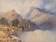 Thomas Miles Richardson [1813-1890]- Snowdon, Figures by a Highland loch,:- two,