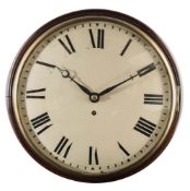 A late-Georgian mahogany convex dial wall clock: having an eight-day duration timepiece fusee