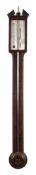 Carascia, a Georgian stick barometer: the silvered dial engraved with typical barometer scales,