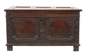 A late 17th/Early 18th Century oak rectangular coffer:,