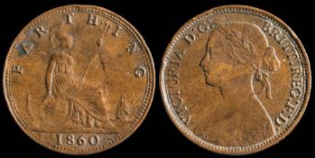 Victoria, a rare bronze mule farthing: 1860,