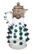 A Victorian silver gilt mounted glass cordial jug, maker's mark rubbed, London, 1864: inscribed,