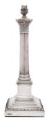A George V silver Corinthian column table lamp, maker Elkington & Co, London,
