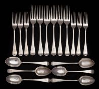 A George V silver Old English part flatware service, maker West & Son, Sheffield, 1920: initialled,