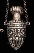 A late 19th century Continental silver scent bottle: of tapering ovoid form with screw top