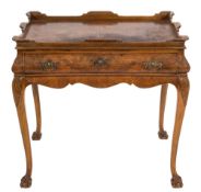 A Dutch burr walnut rectangular silver table:, in the early 18th Century taste,