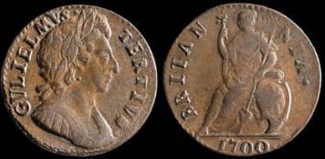 William III a copper farthing: 1700.(1).