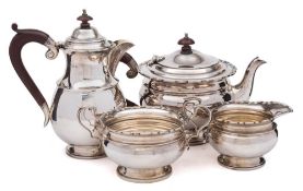 A George V silver four-piece tea service, maker Ollivant & Botsford, Birmingham,
