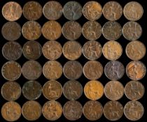 Victoria, Edward VII and George V, forty two assorted copper farthings: various dates. (42).