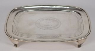 A George III silver teapot stand, maker Duncan Erquhart & Naphtali Heart, London, 1804: crested,