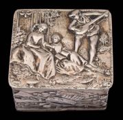 A 19th Century Dutch silver box, stamped marks: of square outline,