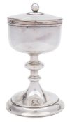 A George VI silver cup and cover, maker J S, Dublin, 1950, bears import marks for London 1951,