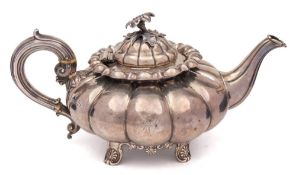 A William IV silver teapot, maker James Barber, George Cattle III & William North, York,