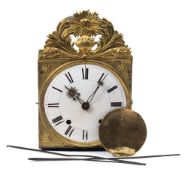A French comptoise wall clock: the bird-cage eight-day duration weight-driven movement having an