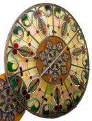 Two impressive large 19th century large circular stained glass windows: with central petal-shaped