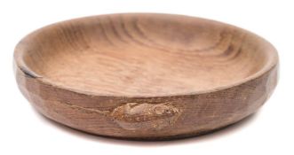 Mouseman, a Robert Thompson of Kilburn English oak nut dish: with carved mouse signature, 15.