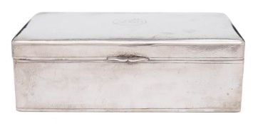 A Chinese silver cigar box, maker Woshing, Shanghai: initialled, of rectangular outline,