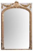 A Victorian carved giltwood and gesso domed overmantel mirror:, of large size,