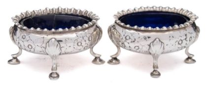 A pair of Victorian silver salts, maker Edward Charles Brown, London,