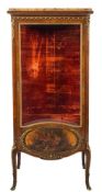 A late 19th Century French kingwood, gilt metal mounted and decorated vitrine:,