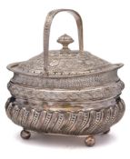 A George V silver swing handled sugar basket, maker Holland, Aldwinckle & Slater, London,