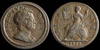 George I, a type A copper farthing: 1717 (1).