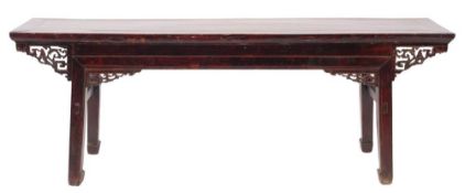 A Chinese stained wood rectangular altar table:,