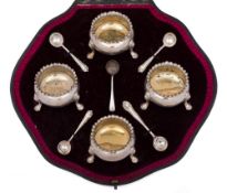 A set of four Edward VII silver salts, maker Mappin & Webb, London,