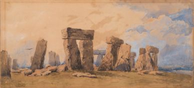George F. Glennie [19th Century]- Stonehenge,:- signed and dated 1864 watercolour, 13.