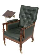 A William IV mahogany library armchair:, of bergere type, having a cane panel back ,