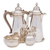 A George V silver four-piece coffee service, maker William Comyns & Sons Ltd, London,