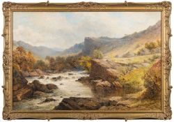 George Law Beetholme [c.1830-1880]- Upland river landscape,:- signed bottom left oil on canvas 49 .