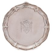 A George III silver circular waiter, maker RR possibly Richard Rugg I London, 1772: crested,
