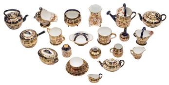 A collection of Royal Crown Derby Imari pattern porcelain 'miniatures': including two teapots and