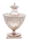 A George III silver vase and stopper, maker I.