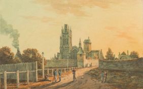 John Warwick Smith [1749-1831]- The Church of St Mary Redcliffe, Bristol, circa 1787:- watercolour,