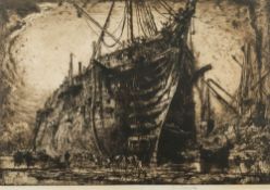 Frank Brangwyn [1867-1936]- The Last of HMS Britannia, (Les Restes de HMS Britannia),