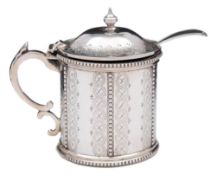 A Victorian silver mustard pot and cover, maker Joseph & Edward Bradbury, London,