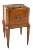 A 19th Century Dutch satinwood, banded and inlaid square jardiniere:, with metal liner,