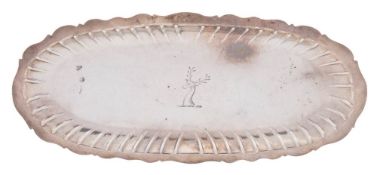 A Georgian Irish silver candle snuffer tray, no maker's mark, Dublin, no date letter: crested,