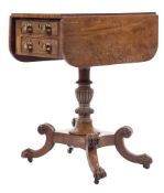 A Regency mahogany tea table and matching drop flap work table:,