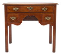 A George III mahogany rectangular side table:, the top with a moulded edge,