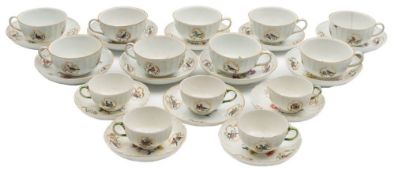 A Meissen porcelain part tea service: with dulong moulded rims,