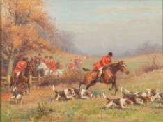 John Sanderson Wells [1872-1955]- Foxhounds on the scent,